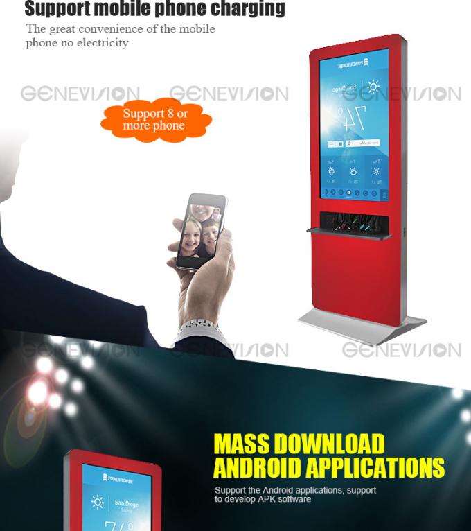 الكلمة الدائمة لافتات رقمية الإعلان LCD لاعب الإعلان ومحطة شحن الهاتف المحمول
