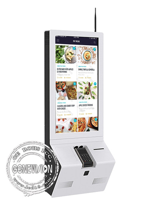 كشك الخدمة الذاتية بشاشة تعمل باللمس مقاس 32 بوصة للمطعم مع قارئ بطاقة NFC للطابعة