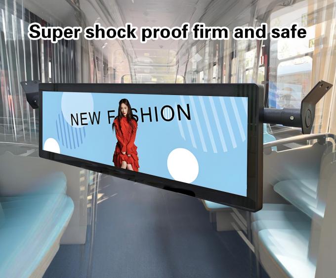 شاشة عرض رقمية LCD ممتدة مقاس 29 بوصة مثبتة على السقف للحافلات، تدعم شبكة Wi-Fi، بنظام Android، وشبكة لاسلكية، مع خيار 4G 1