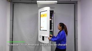 كشك خارجي للطلب الذاتي مقاس 32 بوصة مزود بشريط إضاءة LED ومظلة مطر