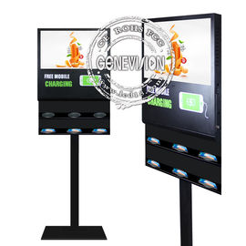 الطابق الوقوف الروبوت الرقمية لافتات 21.5 &amp;#39;&amp;#39; 5G الهاتف اللاسلكي شحن شاشة LCD الإعلان