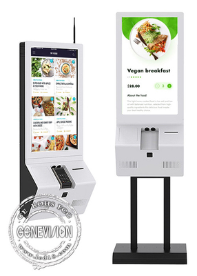 كشك الخدمة الذاتية بشاشة تعمل باللمس مقاس 32 بوصة للمطعم مع قارئ بطاقة NFC للطابعة