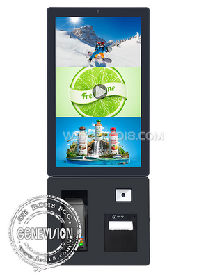 طابعة الحائط الأسود ذاتية الخدمة محطة طابعة رمز QR ماسح POS الشاشة اللمسية صالة الدفع
