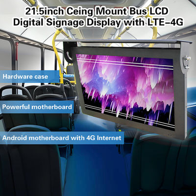شاشة عرض رقمية LCD ممتدة مقاس 29 بوصة مثبتة على السقف للحافلات، تدعم شبكة Wi-Fi، بنظام Android، وشبكة لاسلكية، مع خيار 4G
