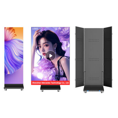 شاشة ملصق LED متحركة قابلة للطي ثلاثية الجوانب مزدوجة P2.5 P1.86 P1.53 P1.25