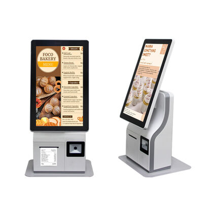 15.6 بوصة سطح المكتب واحد جانب مزدوج الخدمة الذاتية الصرافة كيوسك مع QR BarCode ماسح 80mm الطابعة الحرارية NFC