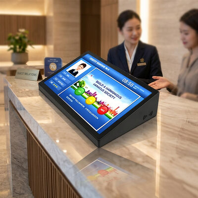 10.1 Inch Capacitive Touch أندرويد All In One Customer Satisfaction Evaluation Terminal for Indoor Table Standing Service Rating Feedback أندرويد كل شيء في واحد