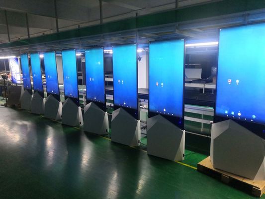 55 بوصة زجاج شفاف شاشة إل جي LCD لافتات رقمية كشك بالسعة تعمل باللمس مشغل إعلانات